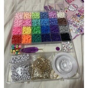 New 6000 Clay Beads Bracelet Making Kit, 24 Colors Flat Preppy Beads